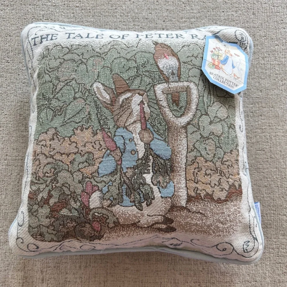 Vintage 1999 Beatrix Potter Peter Rabbit Tapestry Throw Pillow Frederick Warne